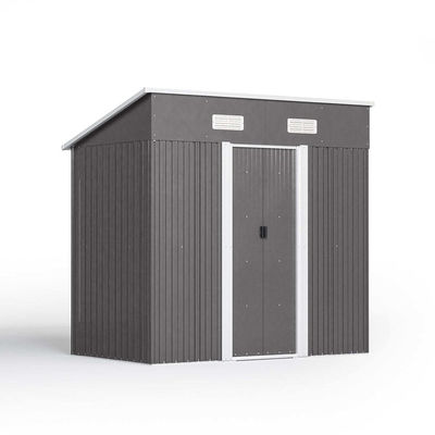 Root Proof AJUNION 4x6ft tuin schuur dubbele schuifdeur metalen opslag schuur voor gereedschap fiets
