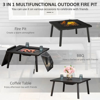 Ontspan in stijl vierkant keramisch hout brandende vuurput tafel voor achtertuin patio tuin kamperen