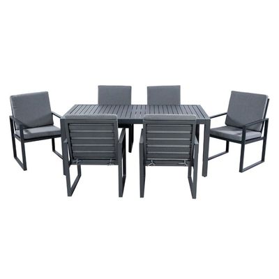 Postverpakking inbegrepen AJUNION Aluminium metaal Outdoor eetkamermeubilair set voor 6 personen