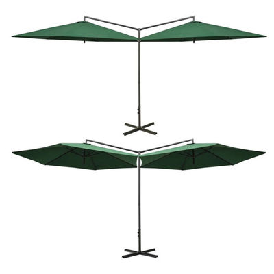 Metalen stoffen Buitenrestaurant Hotel Patio Cafe Tuin Waterdicht Hangend Banana Dubbele Parasol Zonnescherm