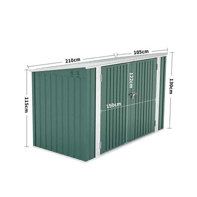 Countyard Storage Shed AJUNION 7ft Steel Metal Bike Shed met vergrendelbare deur en ventilatie