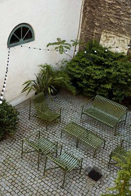 AJUNION Metalen buitemeubilair Achtertuin Patio Stoel Minimalistische stalen loungestoel voor tuin