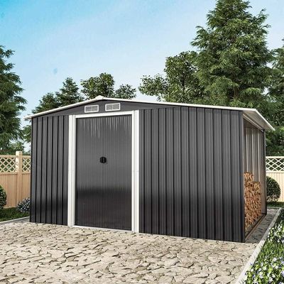 Gemakkelijk te monteren AJUNION Metalen tuinschuur voor buitenopslag en brandhoutoplossingen