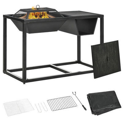 Buitentuin 4-in-1 Metalen hout brandende open haard ijs emmer koeler houtskool BBQ grill