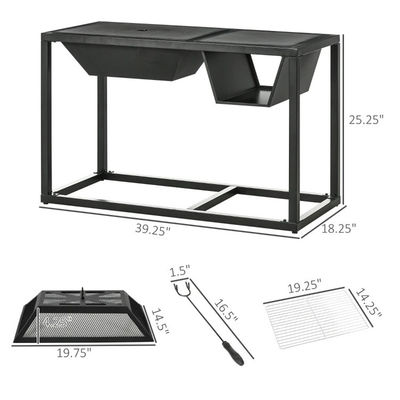 Buitentuin 4-in-1 Metalen hout brandende open haard ijs emmer koeler houtskool BBQ grill