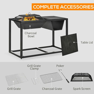 Buitentuin 4-in-1 Metalen hout brandende open haard ijs emmer koeler houtskool BBQ grill
