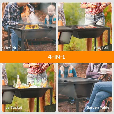 Buitentuin 4-in-1 Metalen hout brandende open haard ijs emmer koeler houtskool BBQ grill
