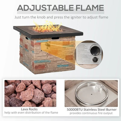 Buitentuin Terrasse Tuin Camping Propane Gas Vuurput Tafel met valse rand steen