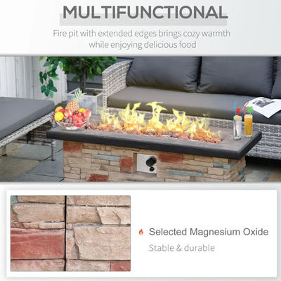 Buitentuin Terrasse Tuin Camping Propane Gas Vuurput Tafel met valse rand steen