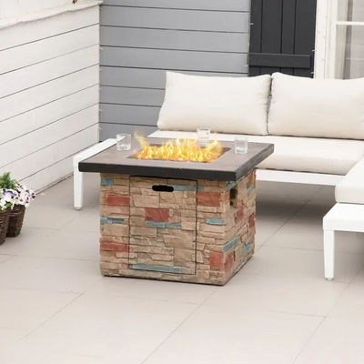 Buitentuin Terrasse Tuin Camping Propane Gas Vuurput Tafel met valse rand steen