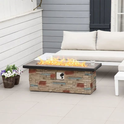 Buitentuin Terrasse Tuin Camping Propane Gas Vuurput Tafel met valse rand steen