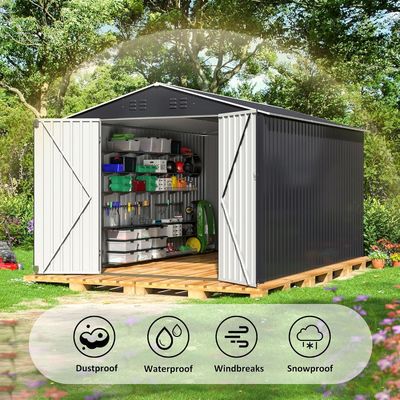 Waterdicht 8 x 12 FT metalen tuinhuis met 4 ventilaties en duurzaam ontwerp van AJUNION