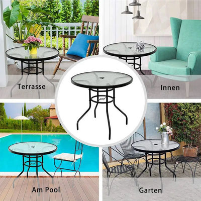 Balkon Tuin Vrije tijd Meubelen Metalen gehard glas Vierkante Ronde Koffietafel