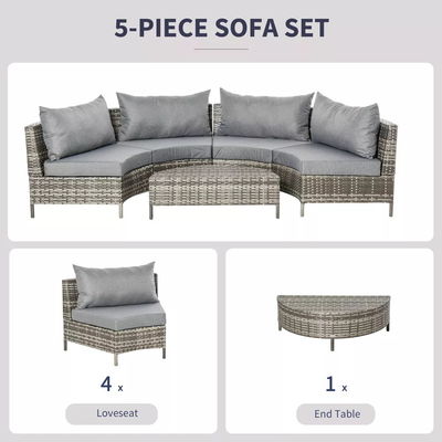 Staalbuisframe 5 stukken Outdoor Patio Meubels Set met PE Rattan stoelen en Ottomans