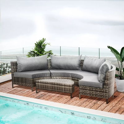 Staalbuisframe 5 stukken Outdoor Patio Meubels Set met PE Rattan stoelen en Ottomans