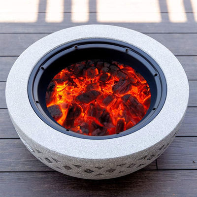 3 in 1 ronde houtkachel houtskool barbecue-grilltafel voor metalen achtertuin