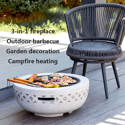 3 in 1 ronde houtkachel houtskool barbecue-grilltafel voor metalen achtertuin