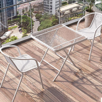 Buitenrestaurant Balkon Cafe Patio Tuin Set Rattan stoel en kleine witte vierkante tafel