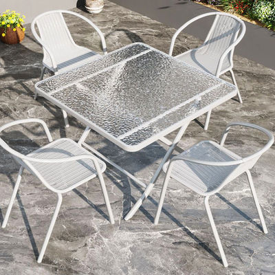 Buitenrestaurant Balkon Cafe Patio Tuin Set Rattan stoel en kleine witte vierkante tafel