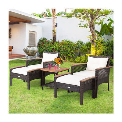 350 lbs. Ottomaanse gewichtscapaciteit 5 stukken Outdoor Lounge Set met Vintage Houten Top