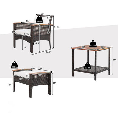 350 lbs. Ottomaanse gewichtscapaciteit 5 stukken Outdoor Lounge Set met Vintage Houten Top