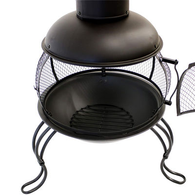 Buiten terras Tuin Camping Staal Hout brandende open haard met Rain Cap Poker Zwart