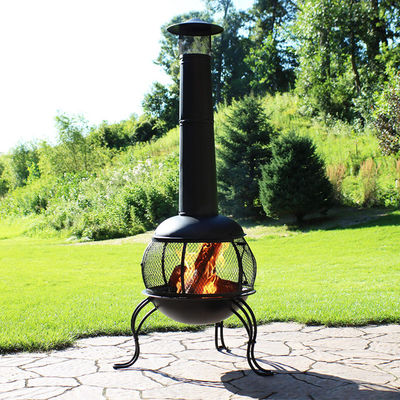 Buiten terras Tuin Camping Staal Hout brandende open haard met Rain Cap Poker Zwart