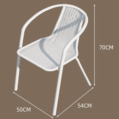 Outdoor Balkon Restaurant Cafe Tuin Leisure Metalen Glas Ronde Tafel en Rattan Stoel