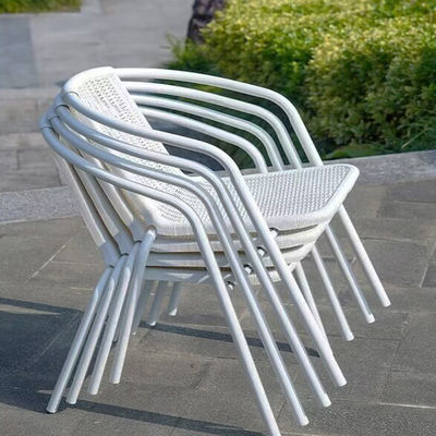 Outdoor Balkon Restaurant Cafe Tuin Leisure Metalen Glas Ronde Tafel en Rattan Stoel