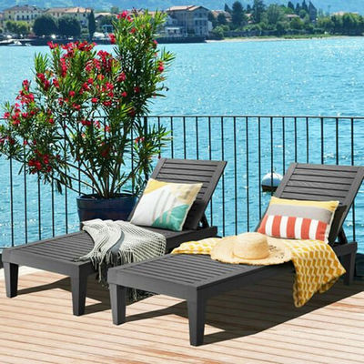 Buitenmeubilair Zonnebed voor zwembad Plastic Stackable Chaise Lounge Chair