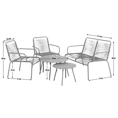 Villa AJUNION 4 zitplaatsen Metalen tuinmeubilair Balkon Patio Set Bistro Set Staal Tuin Set