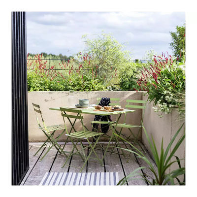 AJUNION 4 zitplaatsen vouwbare metalen patio set staal tuin set vouwbare tafel en stoel outdoor bistro set