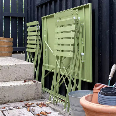 AJUNION 4 zitplaatsen vouwbare metalen patio set staal tuin set vouwbare tafel en stoel outdoor bistro set