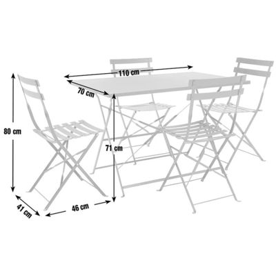 AJUNION 4 zitplaatsen vouwbare metalen patio set staal tuin set vouwbare tafel en stoel outdoor bistro set