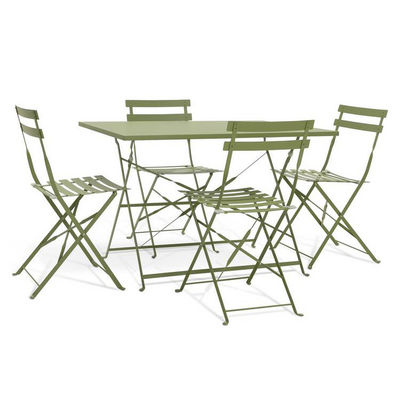 AJUNION 4 zitplaatsen vouwbare metalen patio set staal tuin set vouwbare tafel en stoel outdoor bistro set