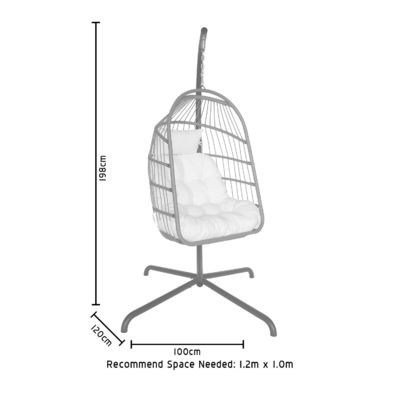 Tuinmeubilair W100xL120xH198cm Patio Swing Plastic PE Rattan Egg Chair Hanging Chair