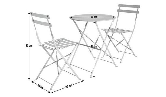 Stylish Metal Steel Tuin Set voor Patio Tuin Cottage W80xD68xH82cm Outdoor Bistro Set