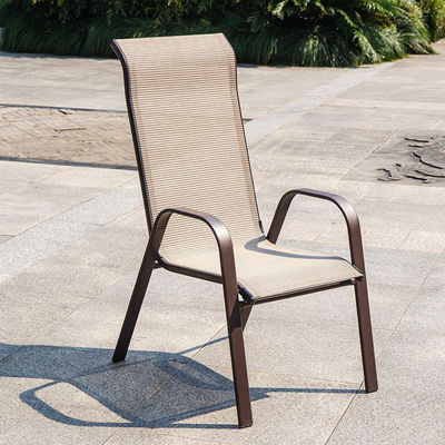 Vrije tijd Buitenmeubelen Metalen Teslin Mesh fauteuil voor tuin Balkon Patio Koffie
