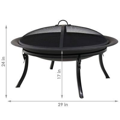Buitenplaats Tuin Vuur Camping Ronde metaal Vuur Pit Bowl met Poker in Black