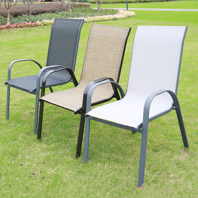 Vrije tijd Buitenmeubelen Metalen Teslin Mesh fauteuil voor tuin Balkon Patio Koffie
