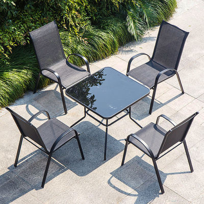 Vrije tijd Buitenmeubelen Metalen Teslin Mesh fauteuil voor tuin Balkon Patio Koffie