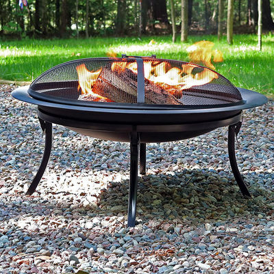 Buitenplaats Tuin Vuur Camping Ronde metaal Vuur Pit Bowl met Poker in Black