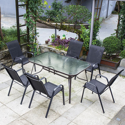 Vrije tijd Buitenmeubelen Metalen Teslin Mesh fauteuil voor tuin Balkon Patio Koffie