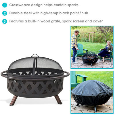 Buitenplaats Tuin Vuur Camping Metalen Vuurput Bowl met Poker en Cover