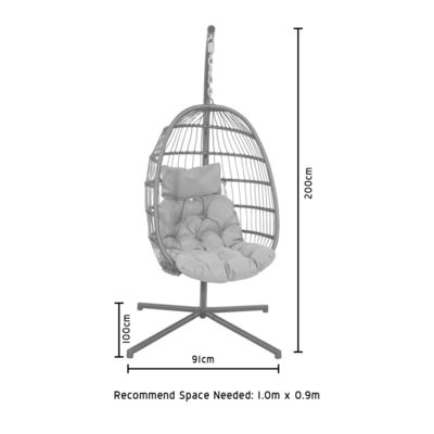 Stalen frame W100xL95xH200cm Patio Garden Swing Hanging Chair voor buiten ontspanning