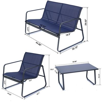 Robuuste en stijlvolle AJUNION 4 stuk buitenmeubelen staal metaal tuin set voor patio