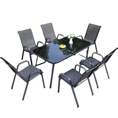Nordic Metal Glass Top Tafel en stoel voor Outdoor Patio Garden Balkon Cafe Restaurant