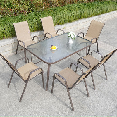Nordic Metal Glass Top Tafel en stoel voor Outdoor Patio Garden Balkon Cafe Restaurant
