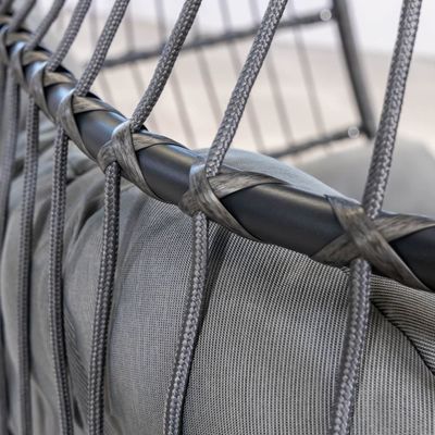 Buitenhangende stoel AJUNION Dubbele stoel Wicker Rattan Ei Patio Schommels met stand