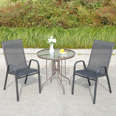 Nordic Metal Glass Top Tafel en stoel voor Outdoor Patio Garden Balkon Cafe Restaurant